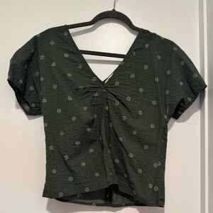 Madewell Forest Green Floral Blouse